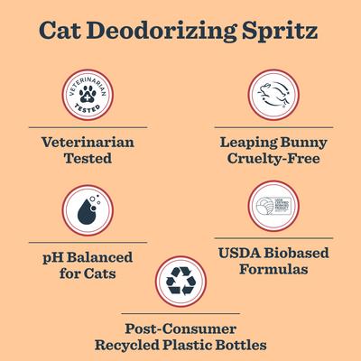 Spray desodorante para gatos, color melocotón blanco, botella de 8 onzas líquidas