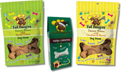 Paquete variado navideño de golosinas crujientes para perros con mantequilla de maní, yogur, queso cheddar y tocino (3 unidades)