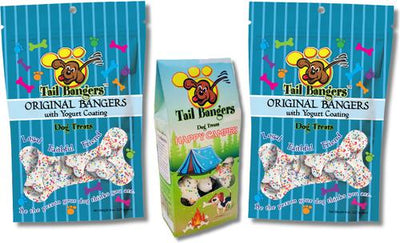 Paquete de regalo para acampar: golosinas crujientes de mantequilla de maní y miel para perros, 3 unidades