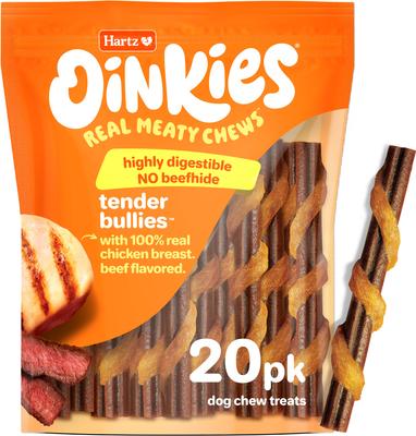Oinkies Tender Bullies Rawhide-Free Natural Chew Dog Treats, 20 count, bundle of 2