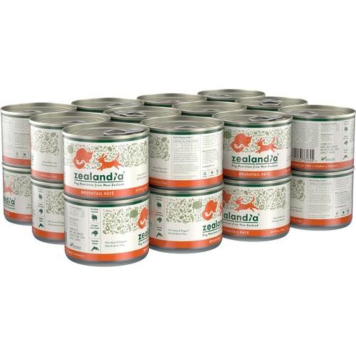 Alimento enlatado para perros adultos sin cereales Brushtail Pate, lata de 6 oz, caja de 24