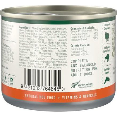 Alimento enlatado para perros adultos sin cereales Brushtail Pate, lata de 6 oz, caja de 24