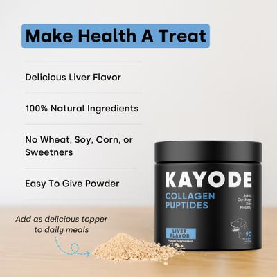 Collagen Puptides Liver Flavored Powder Joint Supplement for Senior Dogs, 90 count jar