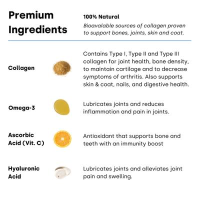 Collagen Puptides Liver Flavored Powder Joint Supplement for Senior Dogs, 90 count jar