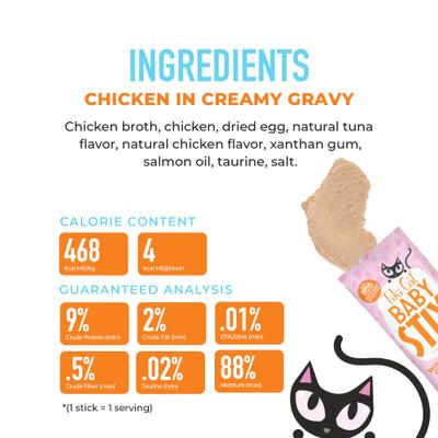 Baby Stix Chicken In Creamy Gravy Lickable Kitten Treat, 11.76-oz jar, 42