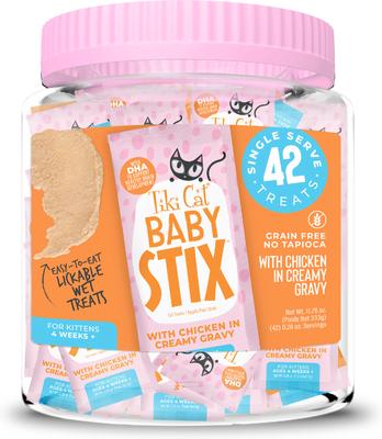 Baby Stix Chicken In Creamy Gravy Lickable Kitten Treat, 11.76-oz jar, 42