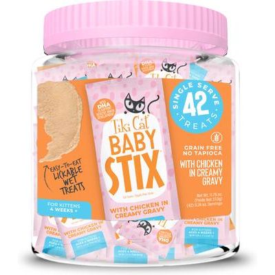 Premio para lamer Baby Stix Chicken In Creamy Gravy para gatitos, frasco de 340 g, 42