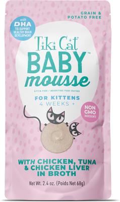 Baby Mousse Chicken, Duck & Duck Liver Grain-Free Wet Kitten Food, 2.4-oz pouch, case of 12