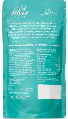 Silver Mousse Tuna, Mackerel & Pumpkin Grain-Free Pate in Broth Wet Cat Food, 2.8-oz pouch, case of 12
