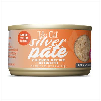 Silver Chicken Recipe Grain-Free Pate in Broth Wet Cat Food, 2.4-oz can, case of 12