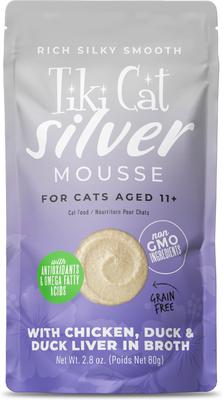 Silver Mousse Chicken & Pumpkin Grain-Free Senior Wet Cat Food, 2.8-oz pouch, case of 12
