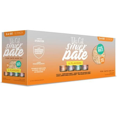 Alimento húmedo para gatos Silver Variety Pack Grain-Free Pate, lata de 2.4 oz, caja de 12