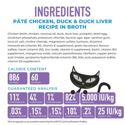Silver Chicken, Duck & Duck Liver Recipe Grain-Free Pate in Broth Wet Cat Food, 2.4-oz can, case of 12