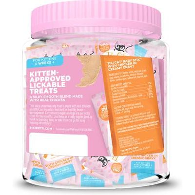 Premio para lamer Baby Stix Chicken In Creamy Gravy para gatitos, frasco de 340 g, 42