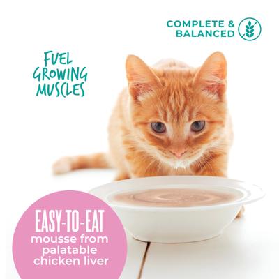 Baby Mousse Chicken, Tuna & Chicken Liver Grain-Free Wet Kitten Food, 2.4-oz pouch, case of 12