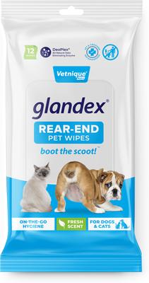 Toallitas higiénicas desodorantes y limpiadoras de glándulas anales Glandex Boot the Scoot para perros y gatos, 75 unidades