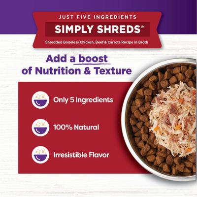 Bowl Boosters Simply Shreds Variety Pack Dog Food Topping, 2.8-oz pouch, 12 count