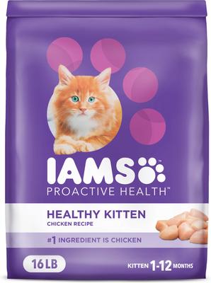 Bundle: Iams ProActive Health Kitten Dry Food + Perfect Portions Healthy Kitten Chicken Recipe Pate Grain-Free Cat Food Trays