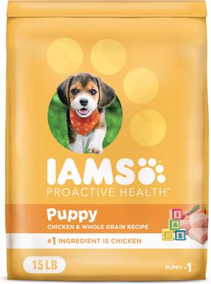 Bundle: Puppy Variety Pack: Greenies Petite Dental Treats, 20 count + Iams Proactive Health Smart with Real Chicken Dry Food, 15-lb bag + Iams ProActive Health Classic Ground with Chicken & Rice Canned Wet Food, 13-oz can, case of 12
