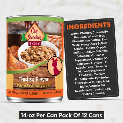 Chef Scoochies Recipe with Real Chicken in Savory Gravy Wet Dog Food, 14-oz can, case of 12