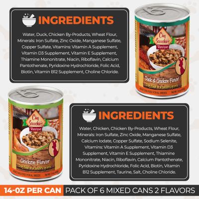 Chef Scoochies Recipe Variety Pack Real Chicken & Duck in Savory Gravy Wet Dog Food, 14-oz can, case of 6