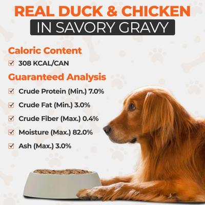 Chef Scoochies Recipe with Real Duck & Chicken in Savory Gravy Wet Dog Food, 14-oz can, case of 12