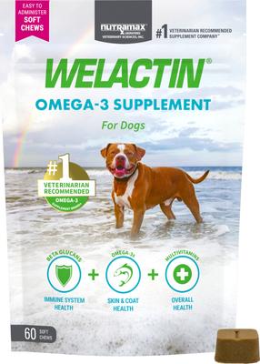 Welactin Daily Omega-3 Soft Chews Suplemento para la piel y el pelaje de perros, 60 unidades