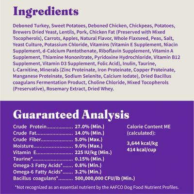 Holistic Complete Digestive Health Grain-Free Turkey & Sweet Potato Dog Food Recipe Adult Dry Dog Food, 3.5-lb bag