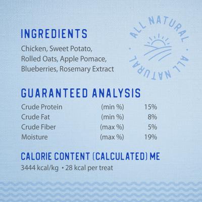 Golosinas crujientes para perros Dodo de pollo con manzana y arándanos, bolsa de 500 g