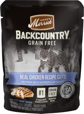 Backcountry Grain-Free Real Chicken & Trout Recipe Cuts Morsels in Gravy Cat Food Pouches, 3-oz, case of 24