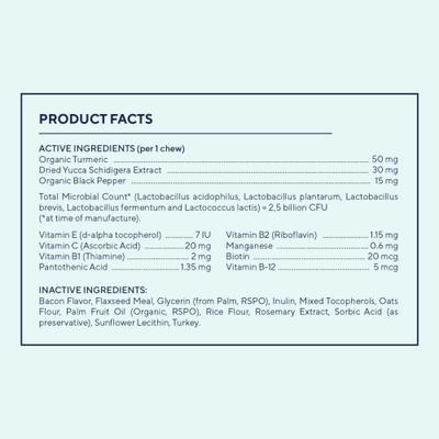 Turkey & Bacon Flavored Chews Probiotic Supplement for Dogs, 30 count, 90 count