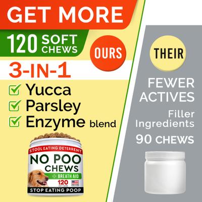 No Poo & Coprophagia Stool Eating Deterrent Gut Health & Immune Support Chew Supplement for Dogs, 240 count