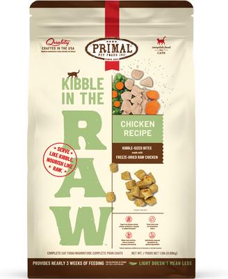 Kibble in the Raw Non-GMO Chicken Recipe Freeze-Dried Cat Food, 1.5-lb bag