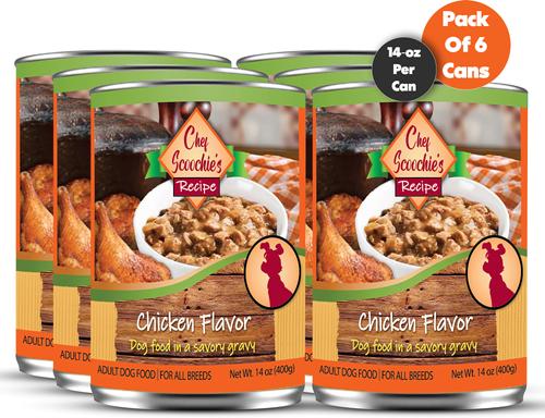 Chef Scoochies Recipe Real Chicken in Savory Gravy Wet Dog Food, 14-oz can, case of 6