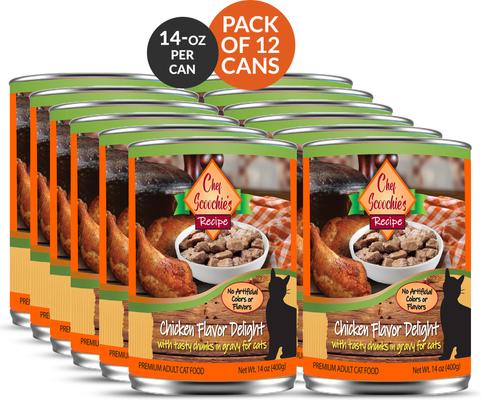 Chef Scoochies Recipe with Real Chicken Chunks in Savory Gravy Wet Cat Food, 14-oz can, case of 12