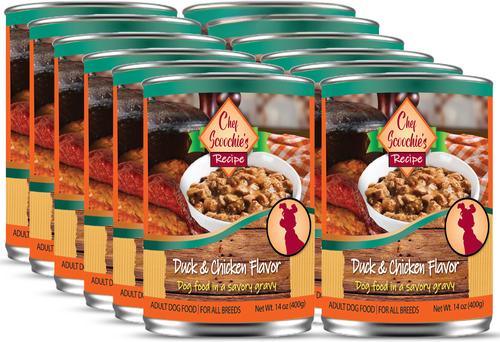 Chef Scoochies Recipe with Real Duck & Chicken in Savory Gravy Wet Dog Food, 14-oz can, case of 12