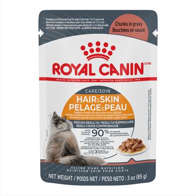 Feline Care Nutrition Hair & Skin Care Chunks in Gravy Pouch Cat Food, 3-oz, case of 12