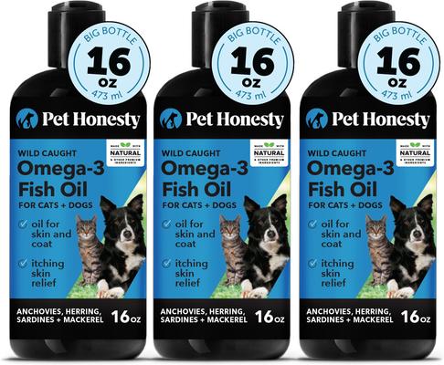 Wild Caught Omega-3 Fish Oil Liquid Skin & Coat Health Supplement for Dogs & Cats, 16-fl oz bottle
