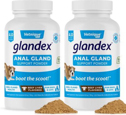 Glandex Anal Gland Support Supplement Powder with Pork Liver Flavor for Dogs & Cats, 5.5-oz bottle, bundle of 2