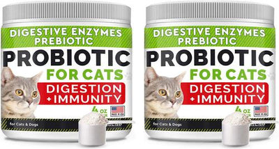 Cat Probiotic Powder & Probiotics with Diarrhea Fiber & Digestive Support Supplement for Cats, 2 count