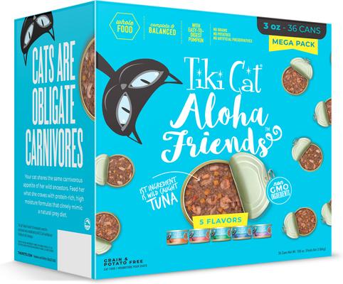 Aloha Friends Tuna Favorites Mega Variety Pack Grain-Free Flaked Wet Cat Food, 3-oz can, case of 36