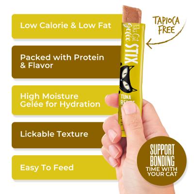 Stix Gelee Tuna Lickable Cat Treat, bolsa de 3 oz, paquete de 6