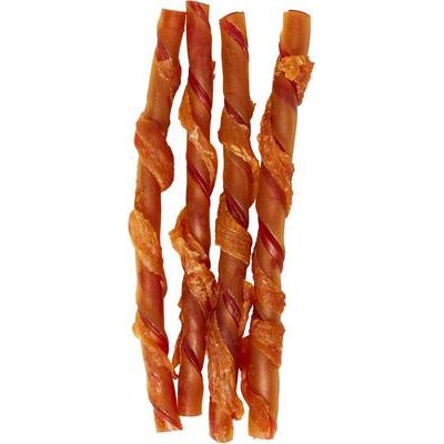 Galletas masticables duras para perros con espirales de mantequilla de maní envueltas en pollo, sin cuero crudo, 36 unidades