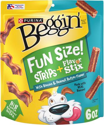 Purina Beggin' Strips & Stix Bacon & Peanut Butter Flavor Soft & Chewy Dog Treats, 6-oz pouch