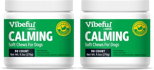 Calming Melatonin Turkey Flavored Soft Chews Calming Supplement for Dogs, 90 count, bundle of 2