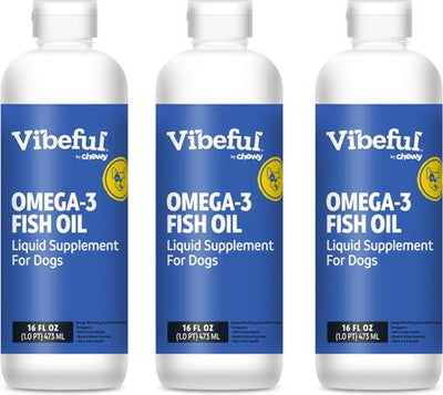 Omega-3 Fish Oil Liquid Skin & Coat Supplement for Dogs, 16-oz, bundle of 3