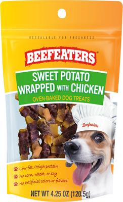 Golosinas de pollo con cecina y boniato para perros, bolsa de 4.25 oz