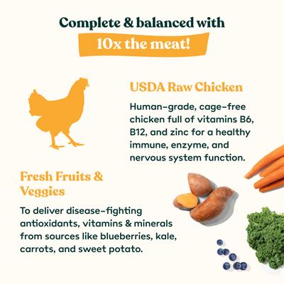 Alimento liofilizado para perros con receta de pollo crudo, sin cereales, bolsa de 15 oz