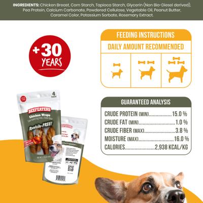 Chicken Wraps Rawhide Free Dog Treat, 1.76-oz bag, case of 12