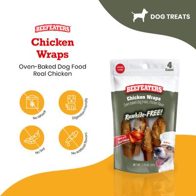 Chicken Wraps Rawhide Free Dog Treat, 1.76-oz bag, case of 12